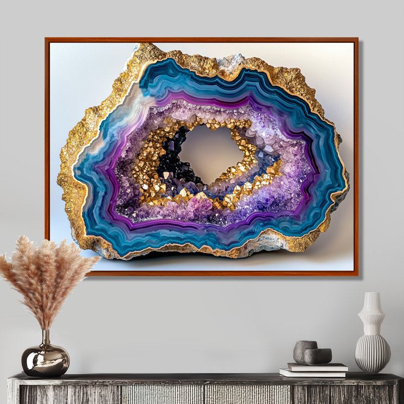Agate «Dream River», art mural en pierre, salon, Brun, H 12 po x l 20 po, Impression dans un cadre flottant sans passe-parto