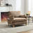 Space-Saving 3-in-1 Convertible Light Brown Sofa Bed Recliner, Mid-Century Modern Design for Small Spaces, Multi-Functional Furniture with Removable Storage Pockets