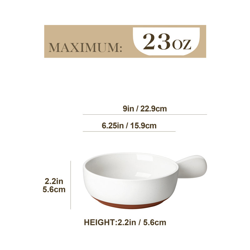 1-Piece 690ml Sesame Glaze Stoneware Soup Bowl