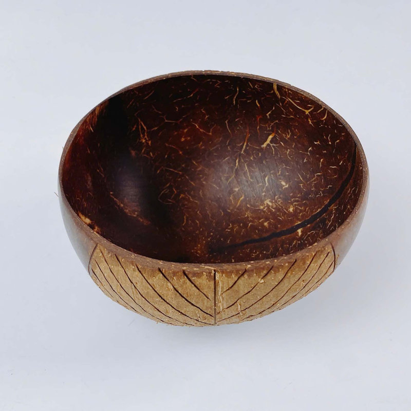Bol de noix de coco naturel sculpté à la main et écologique - CSB004A