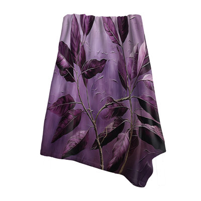 Jeté mauve à motif de feuilles mauves