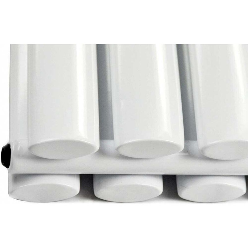 iBathUK Princia Horizontal Double Oval Panel Radiator Angled Valve, White, 600cm H x 1620cm W x 79cm D