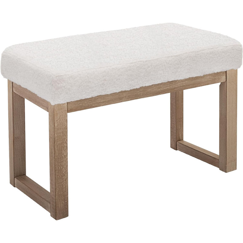 Repose-pieds rembourré Mikia, Velours blanc