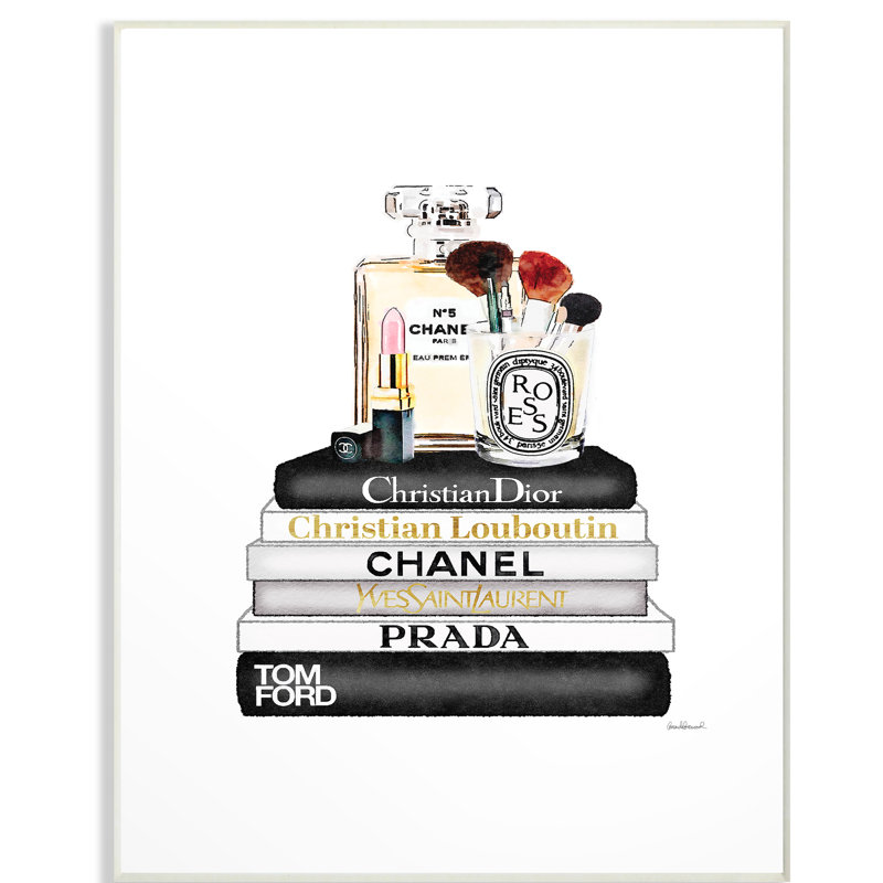 « bookstack with parfums and maquillage », reproduction, Plaque murale, H 15 po x l 10 po x P 0,5 po