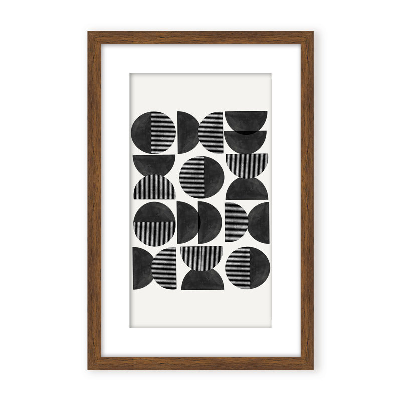 Abstract Mid Century, Geometric by  - Picture Frame Painting on Paper, 36" H x 24" W x 1.125" D, Black, Framed Matted Print