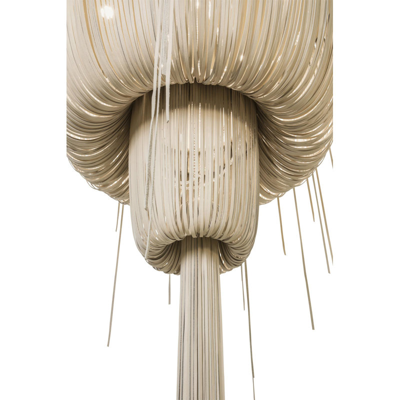 Leather Fringe Chandelier, 98" H x 48" W x 48" D, 7