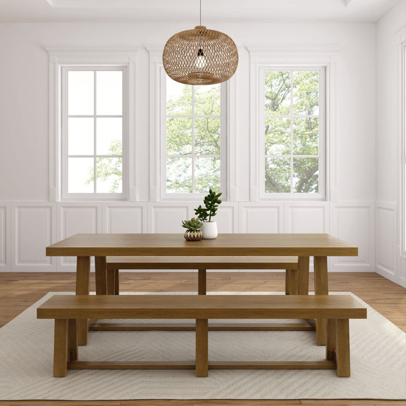 Zuree Rectangular 94'' L x 36'' W Dining Set, Brown