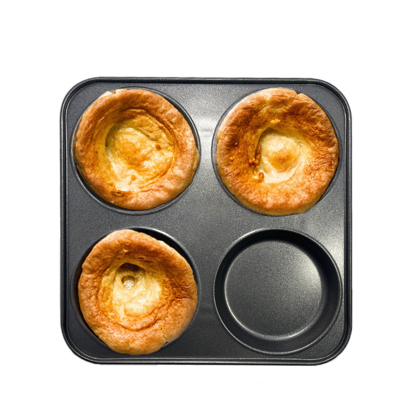 Besto 4 Cup Non-Stick Stainless Steel Muffin Pan with Lid