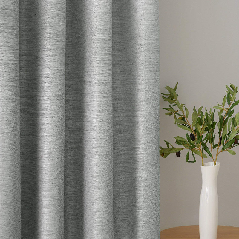 Shiny Textured Blackout  Thermal Insulated Curtains With Coating (Set Of 2), 52" W x 84" L, Light Gray