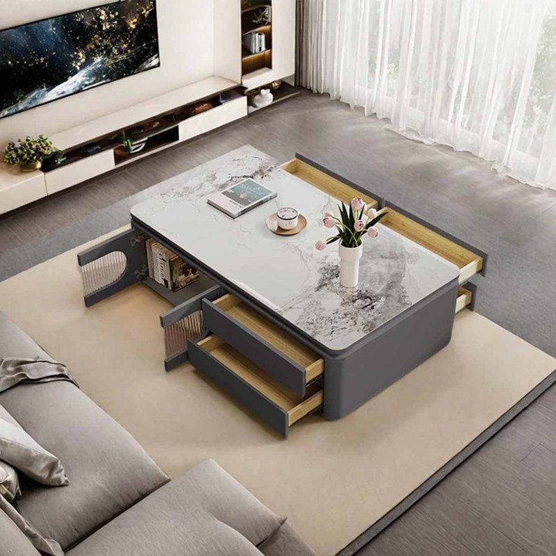Table basse rectangulaire, Gris foncé, Blanc / Gris, H 21,7 po x L 47,2 po x l 25,6 po