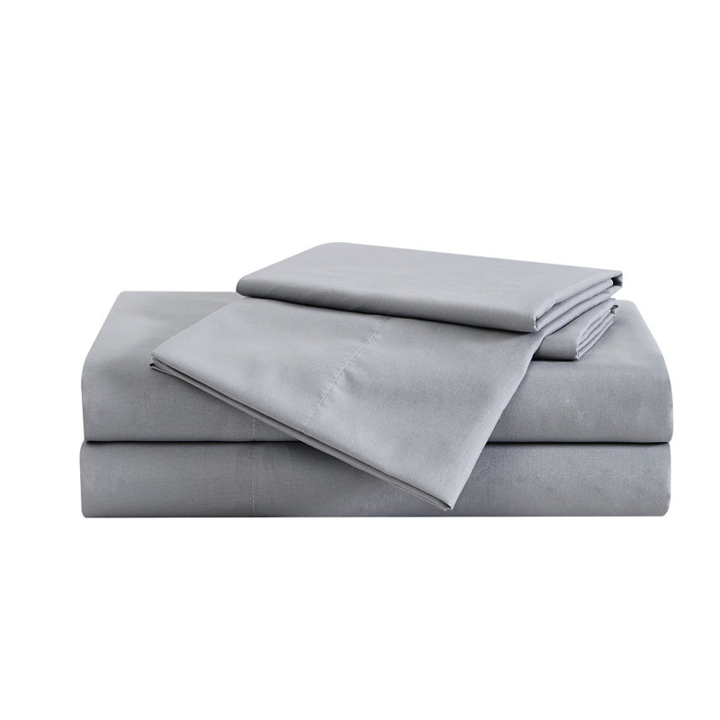 London Fog Garment Wash Solid Sheet Set, Gray, Queen Sheet Set + Fitted Sheet + 2 Pillowcases