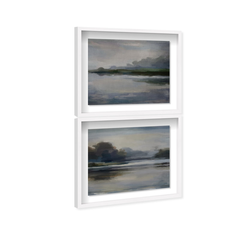 Ensemble de 2 impressions sous-cadre Chiaroscuro Waters, paysages et nature, par Oliver Gal, 31.5"H x 37.5"W Set of 2