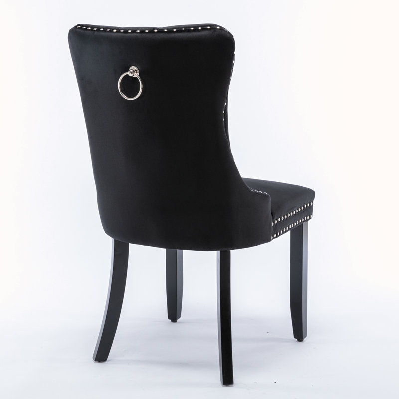 Isalei Velvet Side Chair, Black Velvet