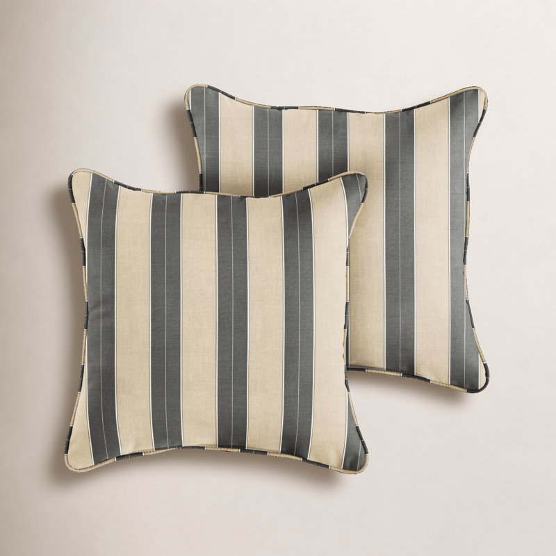 Hansah Outdoor Reversible Throw Pillow, 22" H x 22" W x 6" D, Sunbrella Berenson Tuxedo