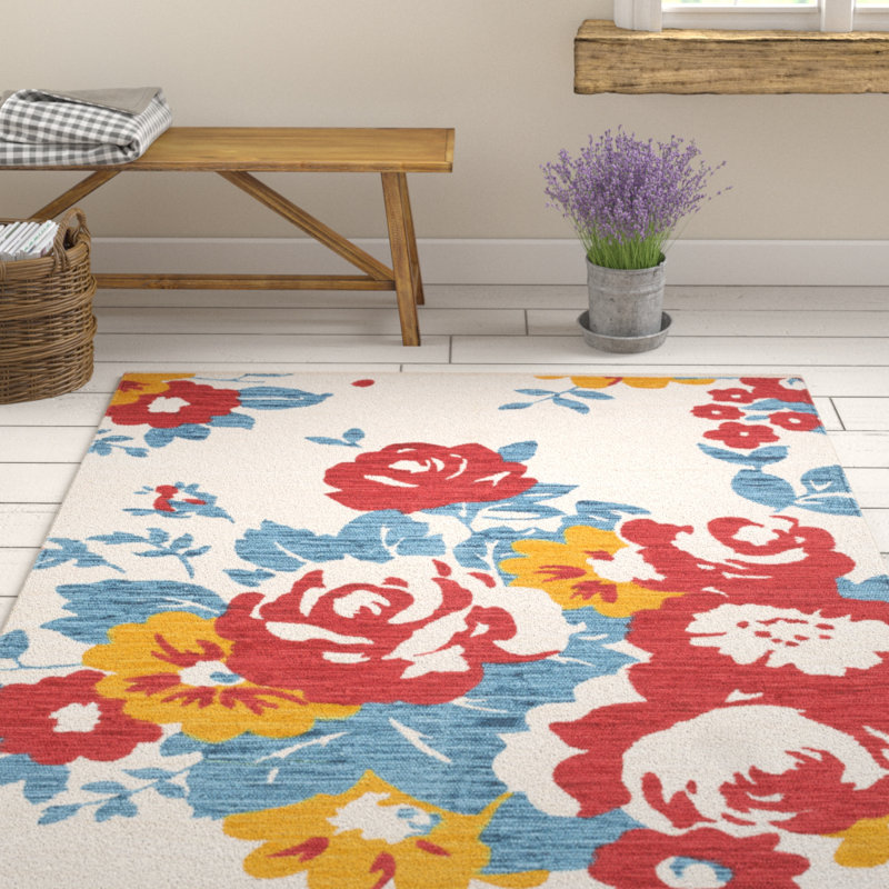 Elmsford Cotton Floral Indoor Rug, Rectangle 8' x 11'