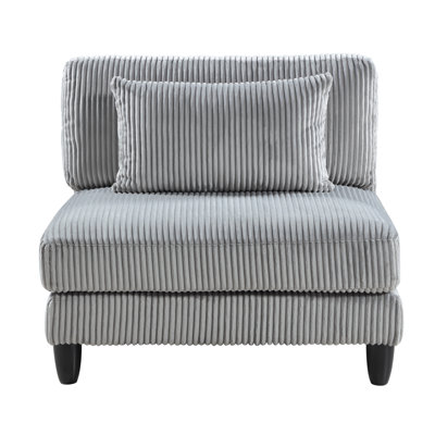 Fauteuil sans accoudoirs en velours côtelé gris 1 pièce Living Chair Furniture