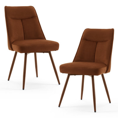 Modern Chenille Fabric Upholstered Dining Chairs Armless Side Chairs with Color-Matched Metal Frame For Kitchen Dining Room