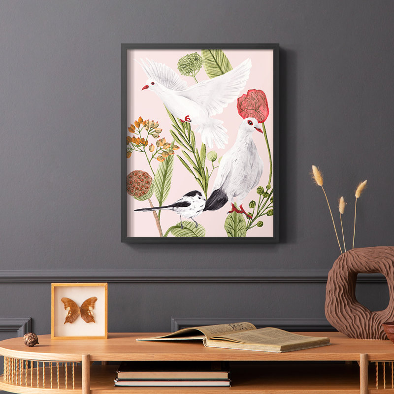 Birds in Motion I, reproduction encadrée - bois massif, Noir, H 20 po x l 16 po