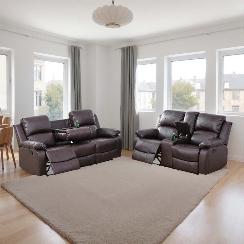 Laivi 2-Piece Vegan Leather Manual Reclining Living Room Sofa Set Red Barrel Studio® Body 