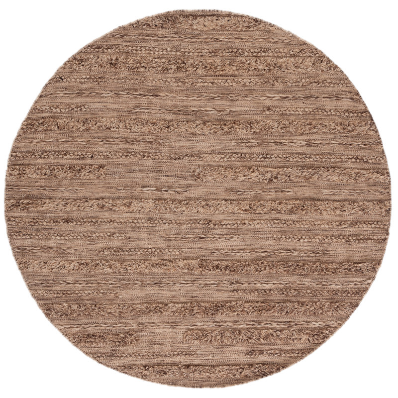 Hartzler Hand-Woven Flatweave Wool/Cotton Brown/Beige Area Rug, Round 6'