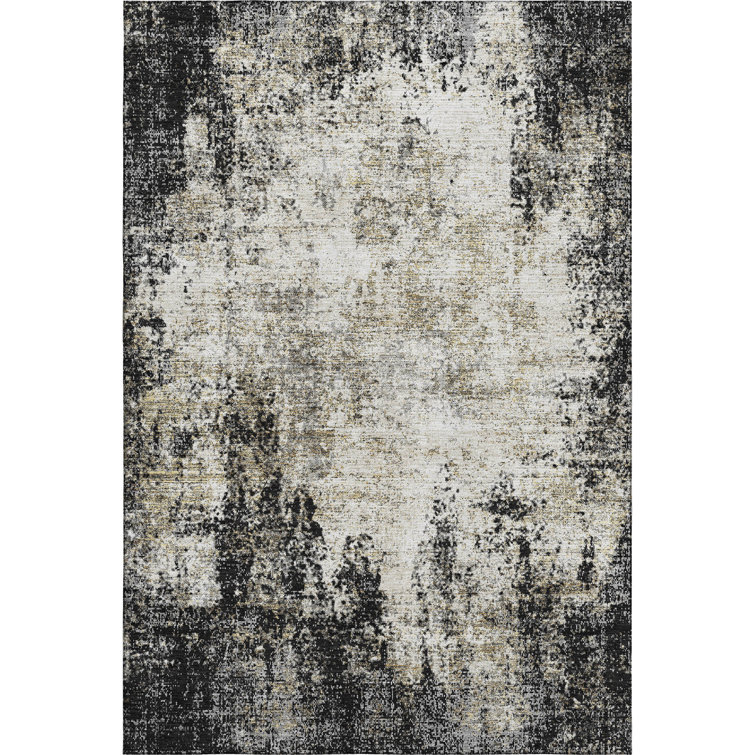 Premium Machine Washable Prisco Black Rug