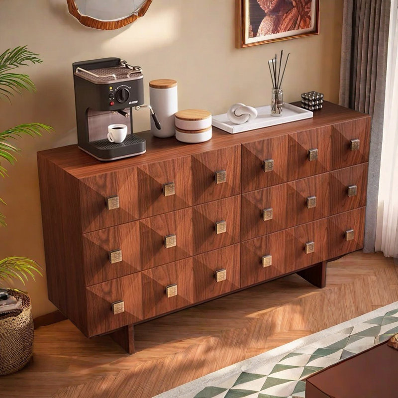 Buffet décoratif simple en bois 6 tiroirs Simple