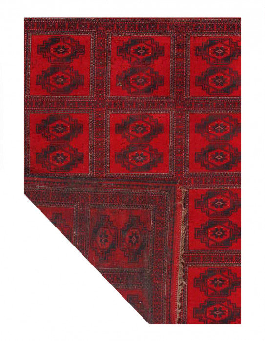 Afghan Bashir Red Hand Knotted Rug 5'X6'3"