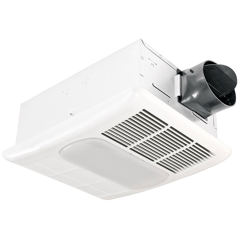 White Rectangular Bathroom Exhaust Fan with Light and Heater