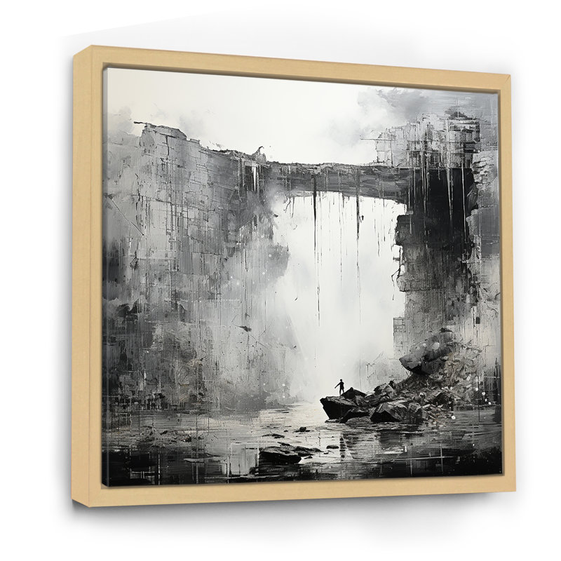 Adventourous Waterfall Caves sur impression sur toile, Cadre naturel flottant, 36" H x 36" W