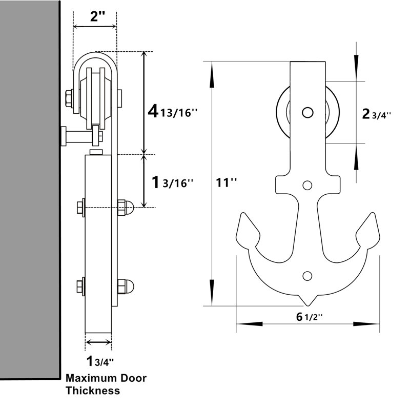 Ensemble de quincaillerie de porte de grange standard à double rail, 120 po