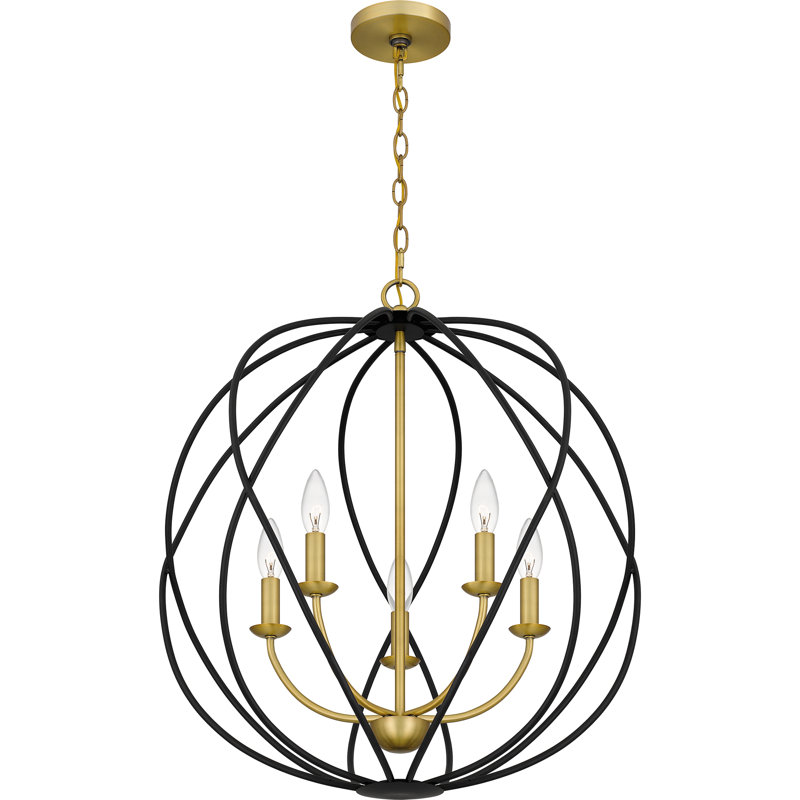 Bryn 5-Light Pendant, Aged Brass