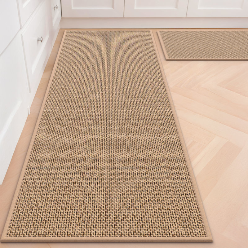 Non-Slip Kitchen Rugs,Absorbent Kitchen Mat, Runner 20" x 32" + 20" x 59", Beige