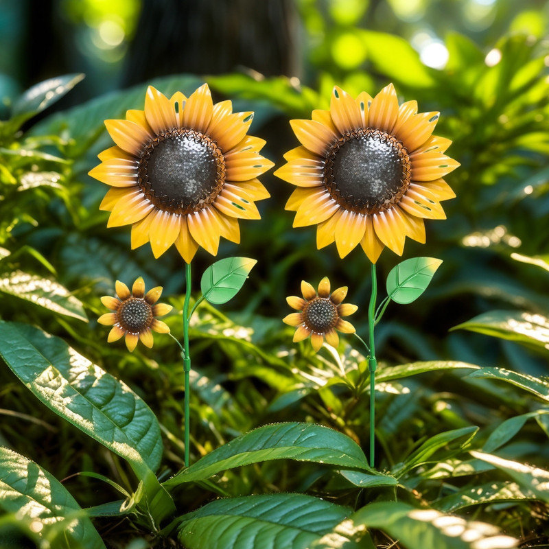 22.4“ Sunflower Metal Garden Stakes Spring Decor,2 Pack