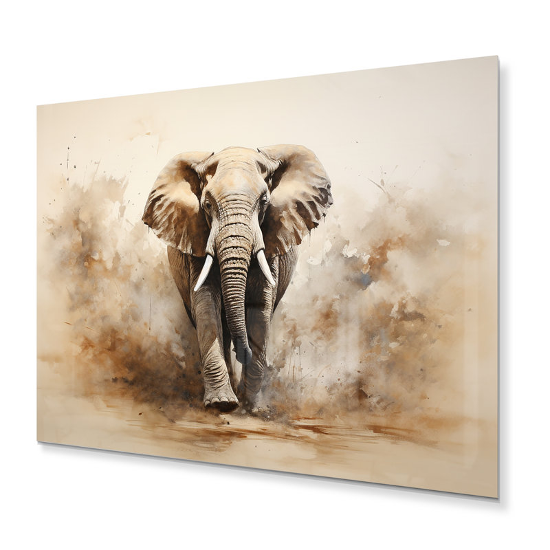 Décoration murale en métal Minimalisme éléphant Grace I - animaux, H 16 po x l 32 po x P 1 po