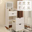 Coiffeuse et tabouret, ensemble de coiffeuse multifonctionnel 3-en-1, comprenant trois modes d'éclairage, miroir HD, deux tiroirs coulissants et tabouret de rangement caché