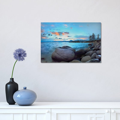 Rocky Shoreline Along Hidden Beach, Lake Tahoe, Nevada by Tim Fitzharris - Wrapped Canvas Print