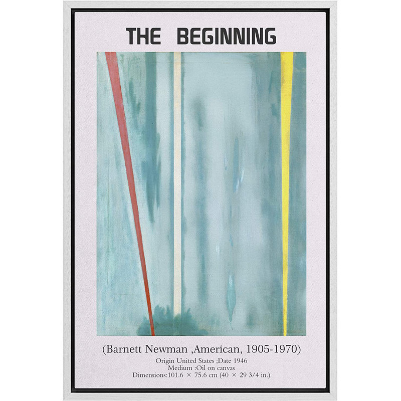 Illustration classique de l'artiste débutant Barnett Newman - impression sur toile, L 16 po x H 24 po, Blanc