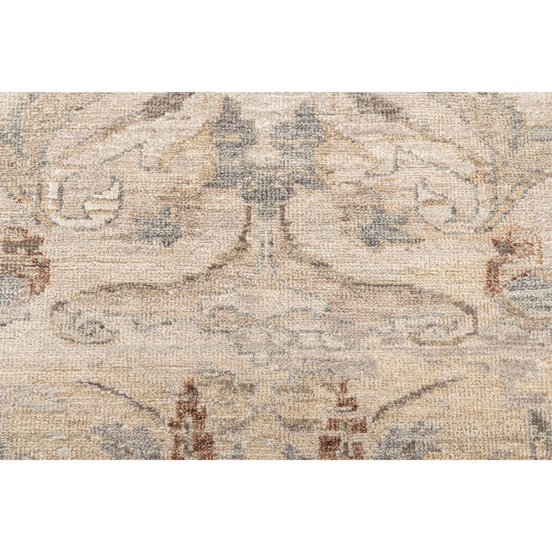 Hand Knotted Abstract Area Rug in Beige/Gray/Brown, Rectangle 5' x 8'