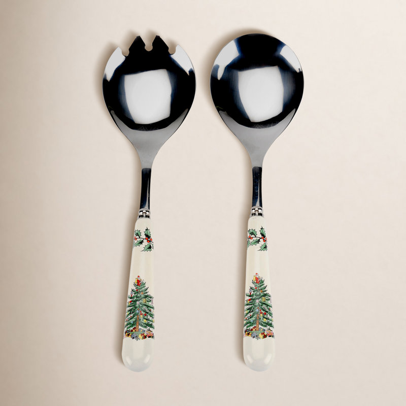 Spode Christmas Tree Salad Servers 10"
