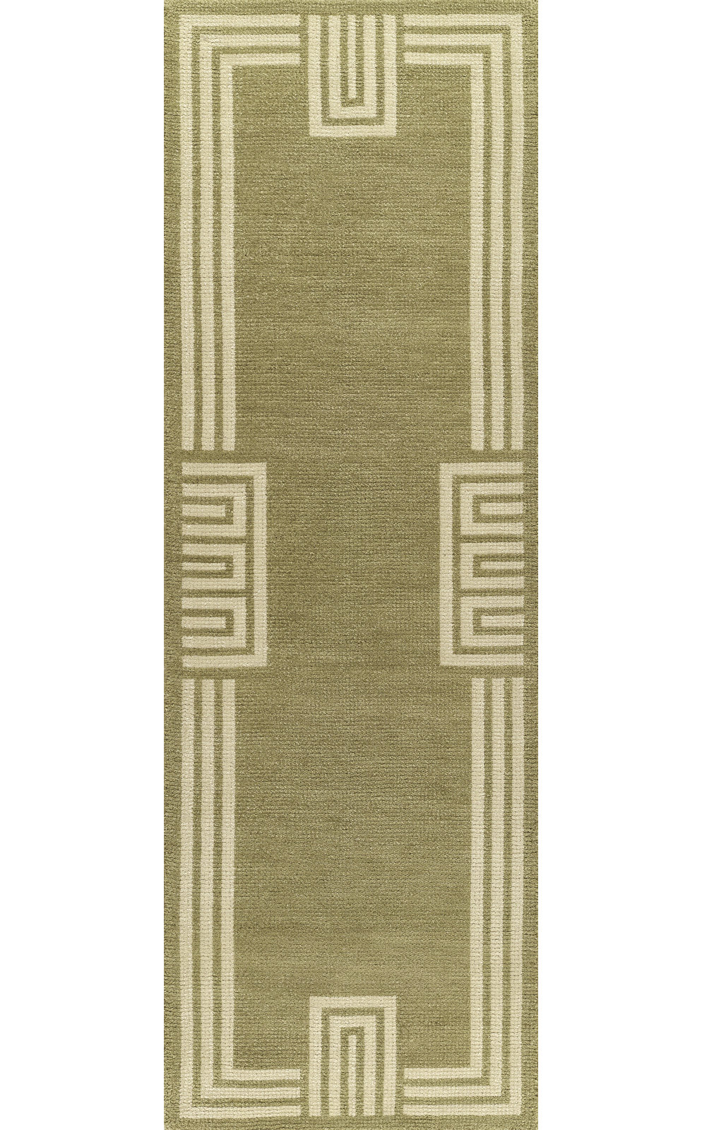 Theresa Green Hand-Woven Geometric Wool Rug, 2'6" X 8' Runner