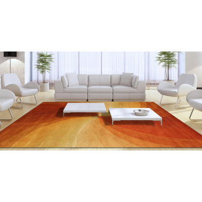 Orange Contemporary Abstract Swirl Area Rug by , Stylish and Eye-Catching Rug for Adding a Modern Touch and Vibrant Color to Your Living Room, Bedroom, Office, or Home Décor