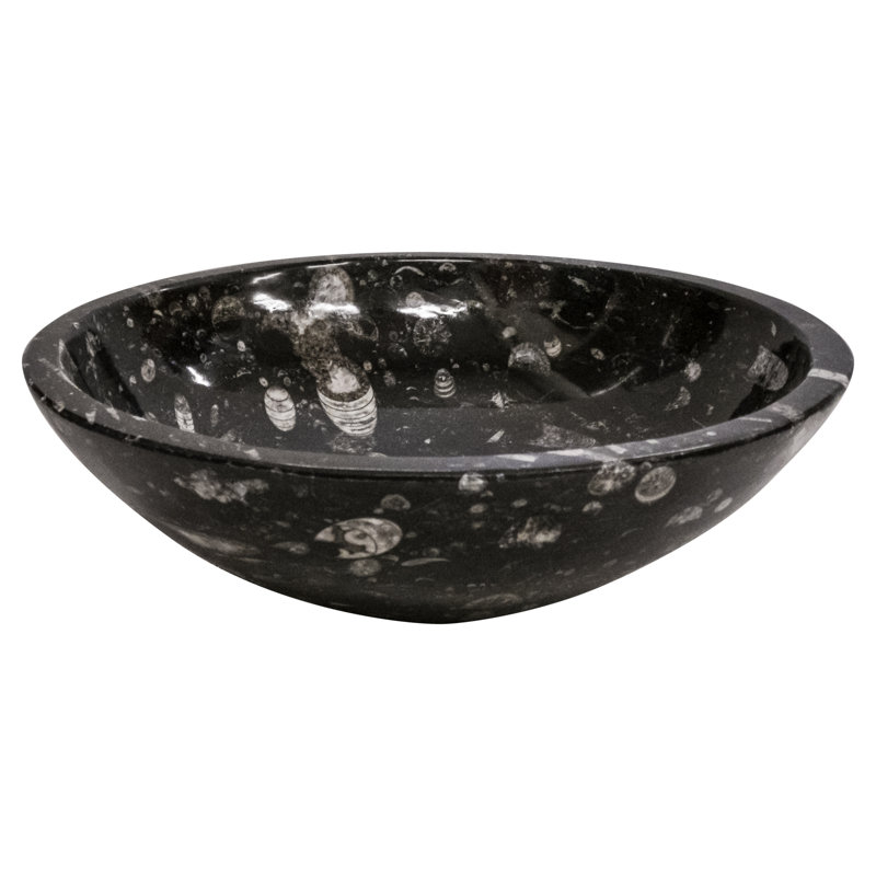 Bloomsbury Market Domenic 380mm Polished Black Stone Oval Countertop Basin Bathroom Sink