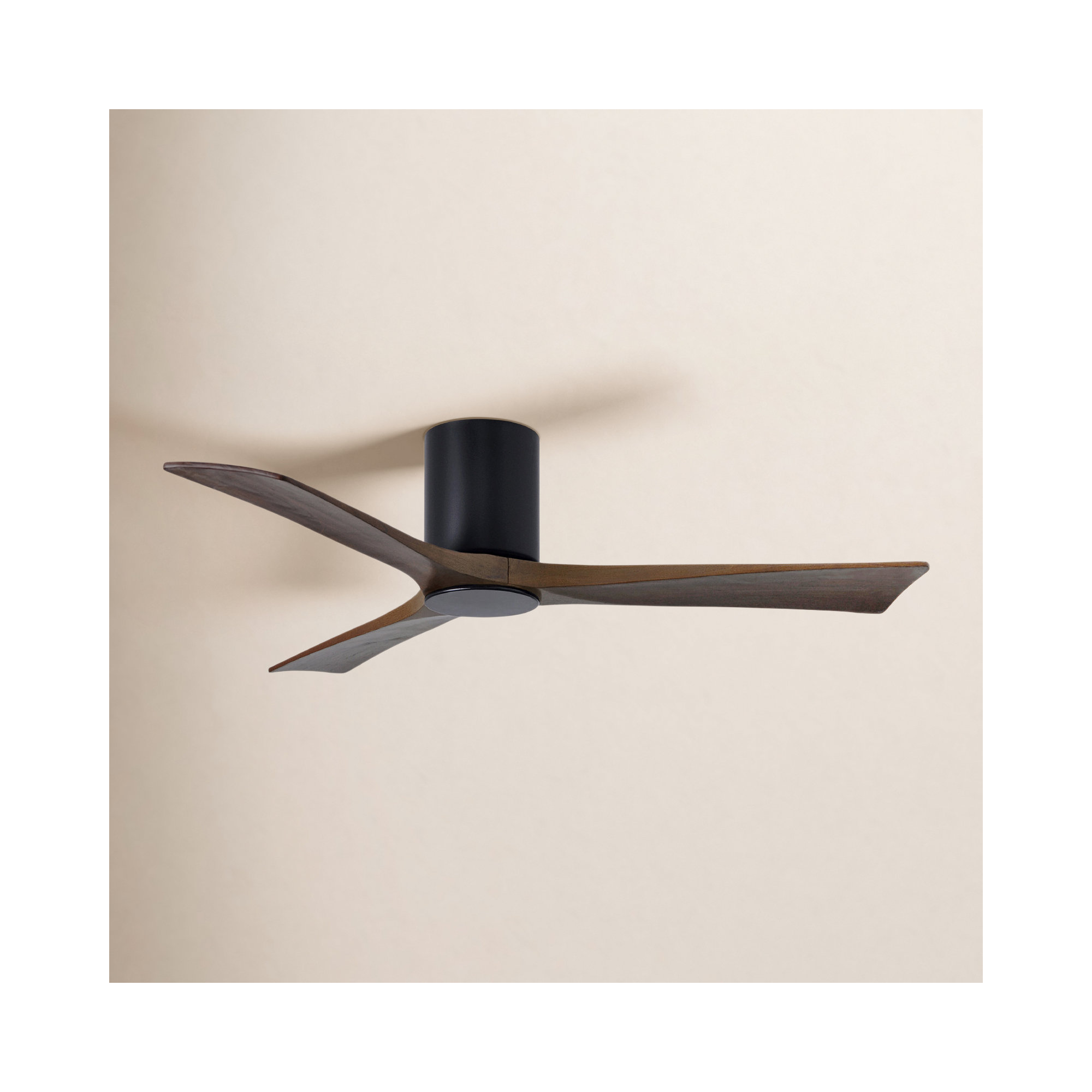 Olivier 3 Blade Ceiling Fan with LED Light Kit, Walnut, 52", Matte Black