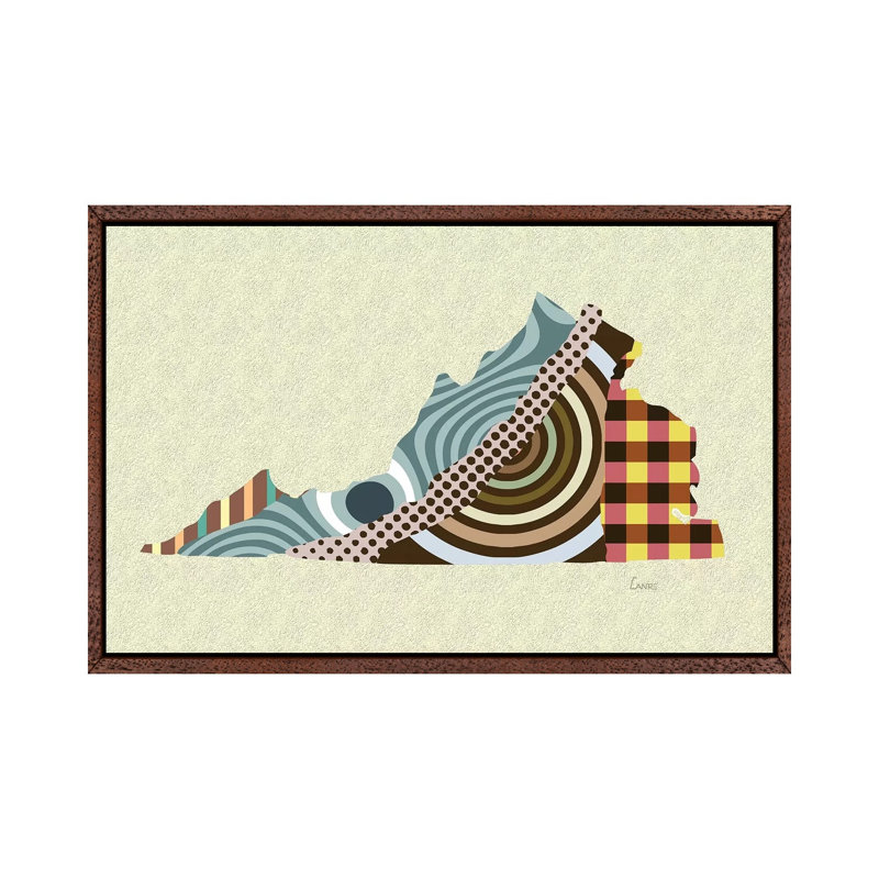 Virginia State - Print on Canvas, Classic Brown Wood Floater Framed, 66.04cm H x 101.6cm W x 3.81cm D