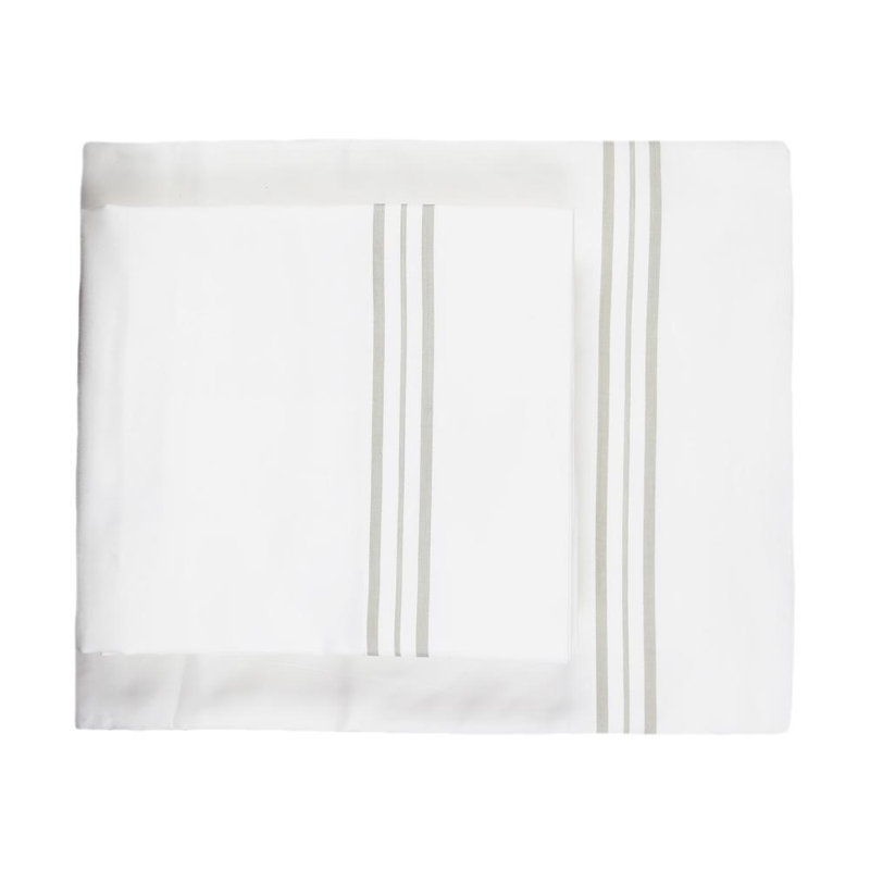 Orleans 100% Cotton Striped - Set of 2, King Pillowcase, White Taupe