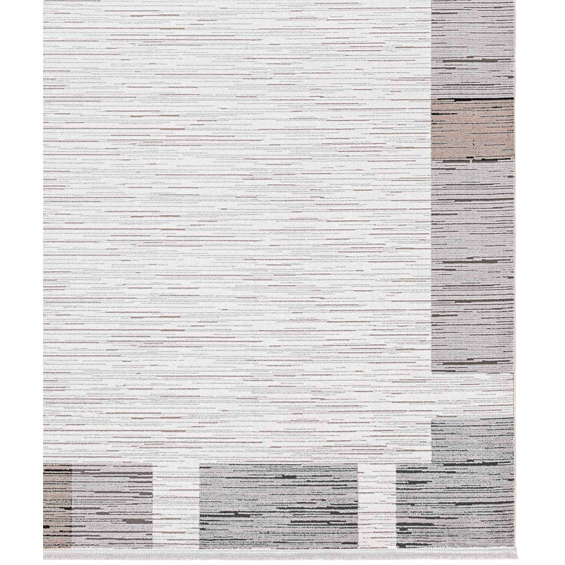 Mezon Viscose Striped Indoor Rug, Runner 3'4" x 9'11"