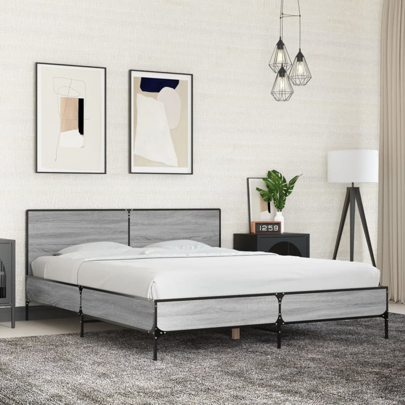 Adamek Bed, Grey Sonoma, Kingsize (5')