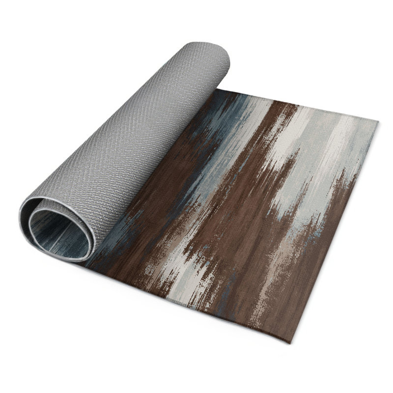 Watercolor Brown Indoor and Outdoor Area Rug, Rectangle 3' x 5'