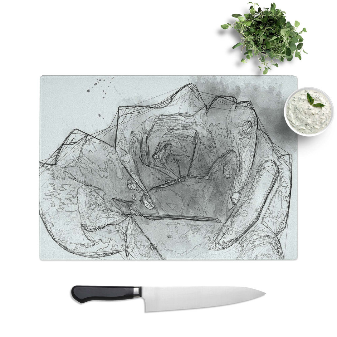 Tempered Glass Rose Flower Chopping Board