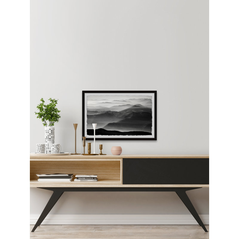 Foggy Mountain Range - Single Picture Frame Print, 20cm H x 30cm W